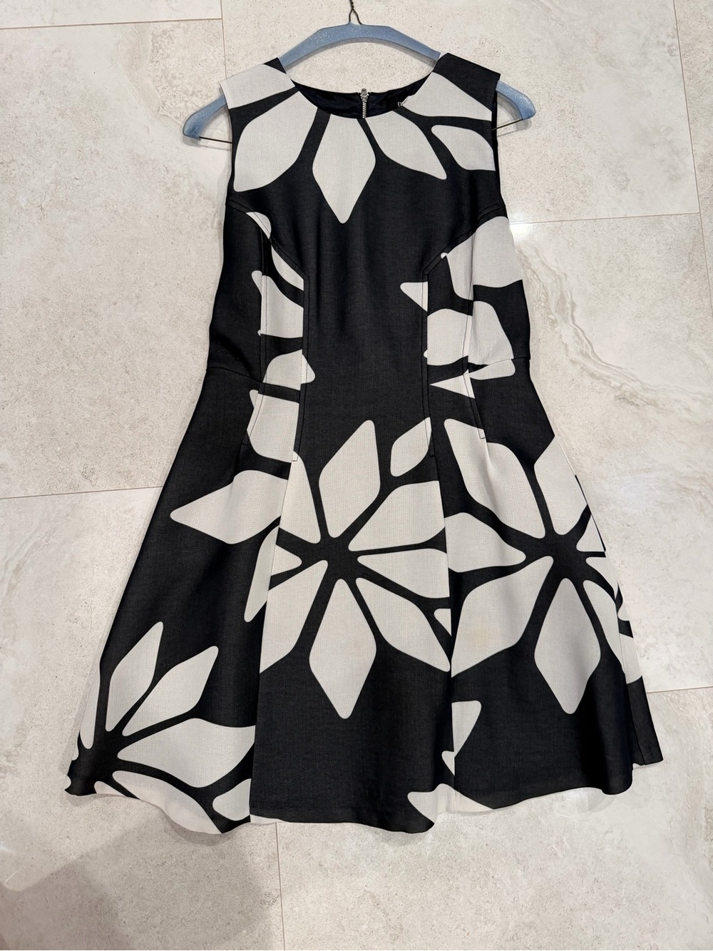 Ellen Tracy Black and White Floral Fit-and-Flare Dress - Picture 2 of 4